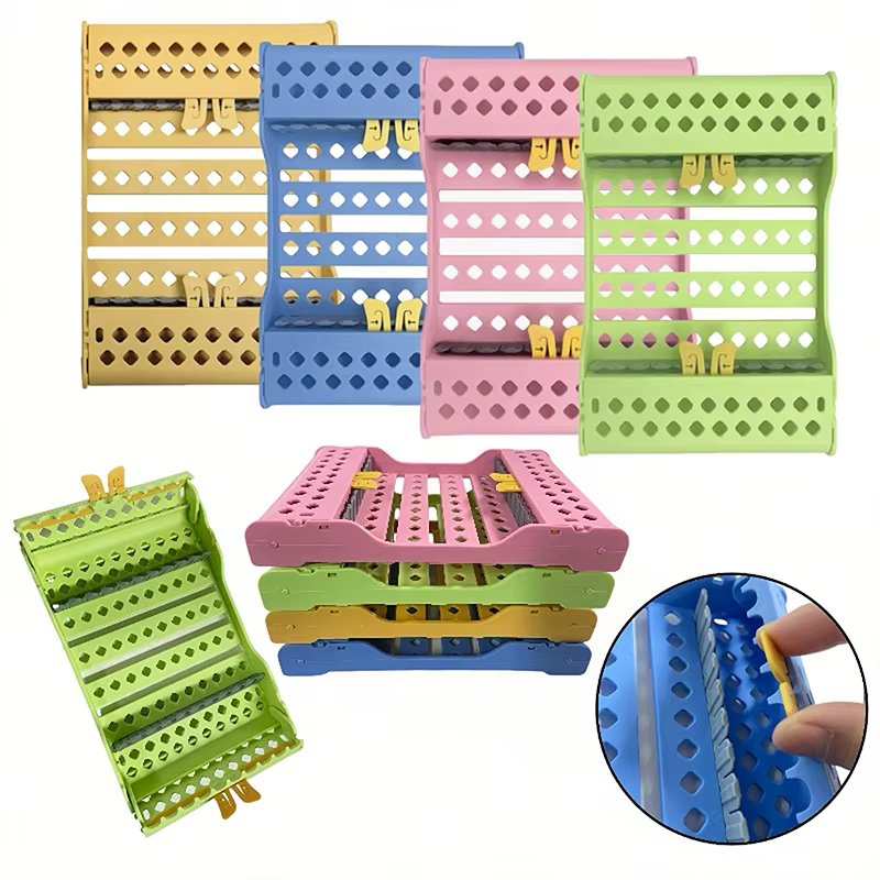 Autoclavable Dental Cassette Rack Dentistry Disinfection Instrument Box 10 Slots Sterilization Box Tay Holder for Filling Tools