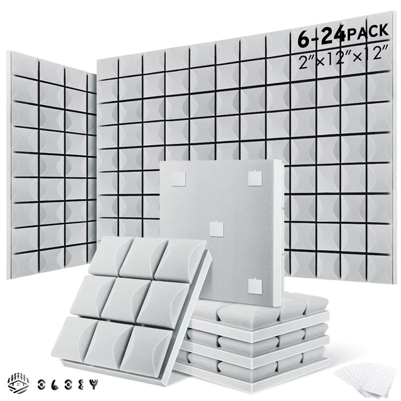 Sound Absorbing Panel 6/12/24 Pcs, Mushroom Acoustic Soundproofing Foam, KTV Acoustic Wall Panels Absorcion For Door Sealin