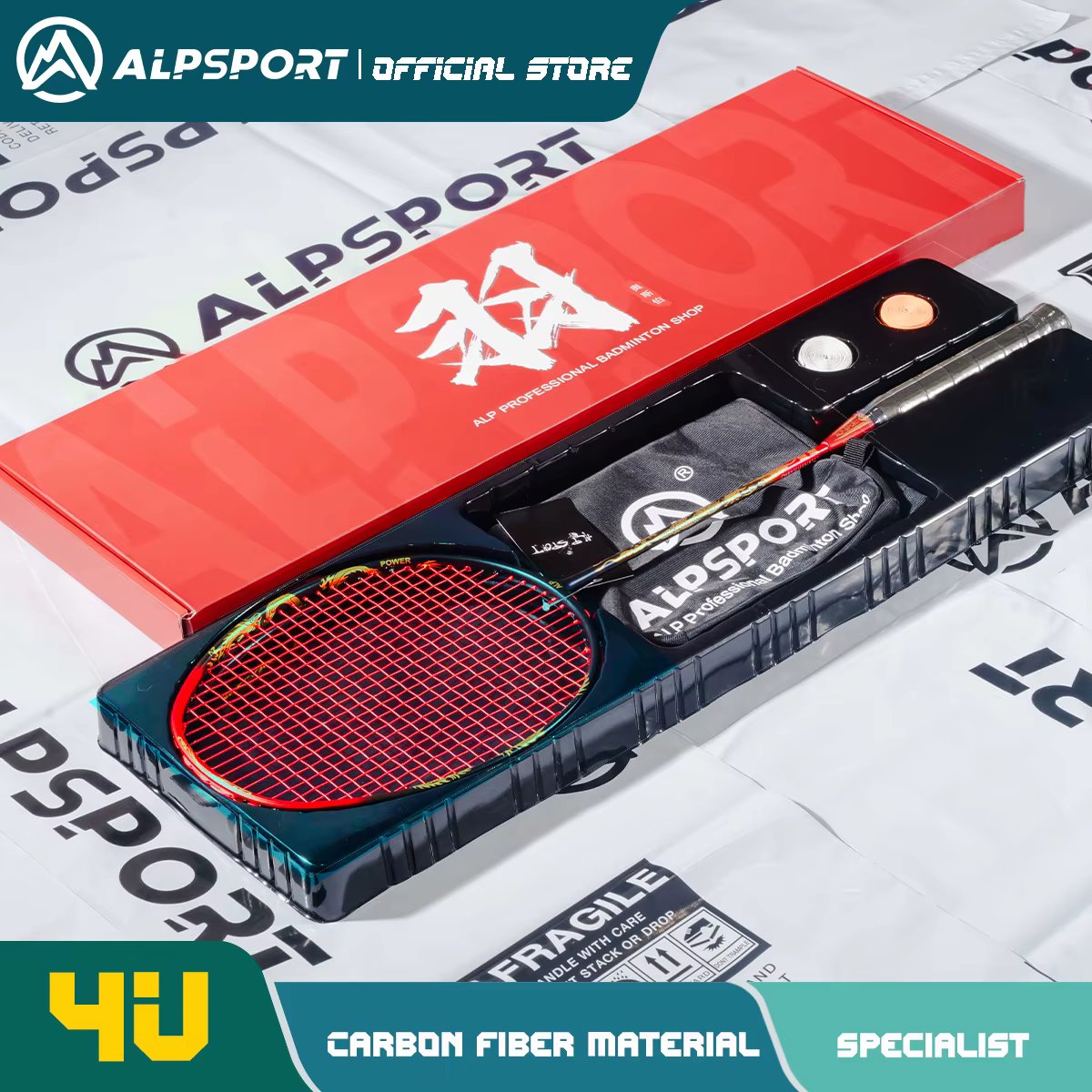 ALP QY 4U Carbon Fiber Professional Offensive Racket Max 38 lbs Badminton Racket With String and Beautiful Gift Box Original USA