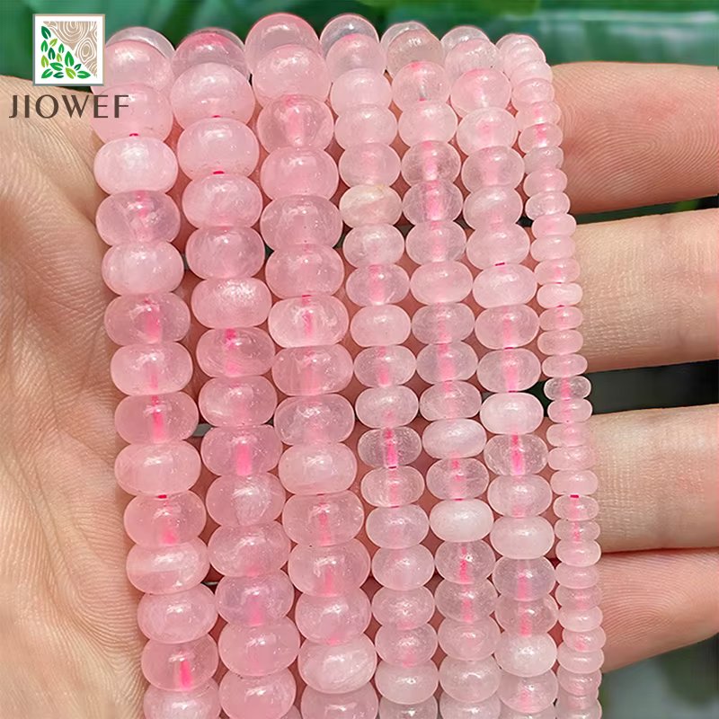 Natural Stone Beads Pink Crystal Rondelle Round Spacer Beads DIY Necklace Bracelets Accessories For Jewelry Making 15'' 6/8/10mm