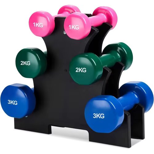 Set of 6 dumbbells 2x1kg, 2x2kg, 2x3kg dumbbells with support for gym and training at home COSHANO