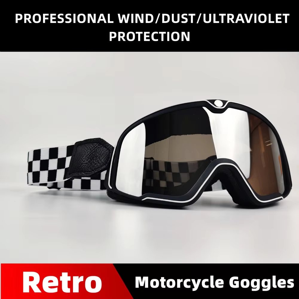 Motorcycle Goggles Retro Motocross Glasses Scooter ATV Skiing Sunglasses Eyeglasses Anti-UV Cafe Racer Chopper Cycling Racing
