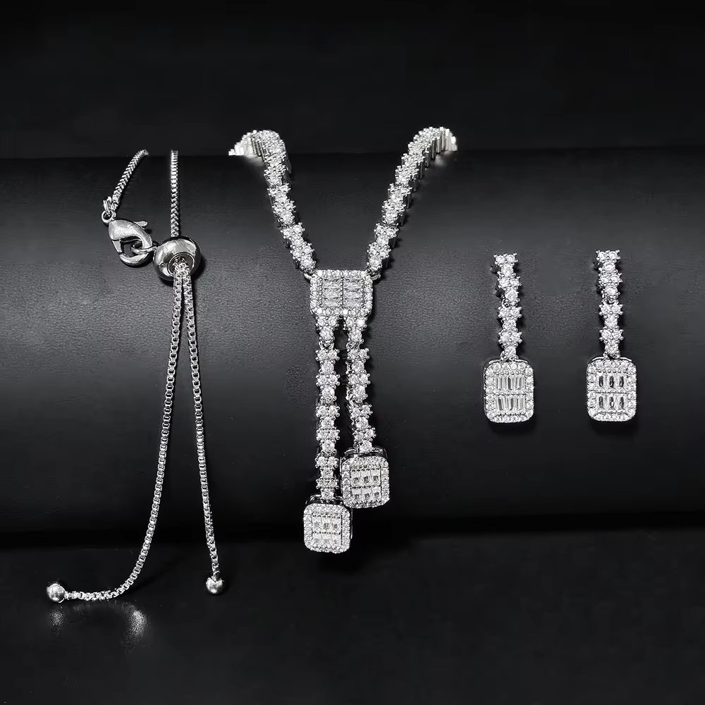 Moonso Unique Design Luxury Bride Jewelry Set for Women Anniversary Gift Jewelry Wholesale E052-R052-S052-X052