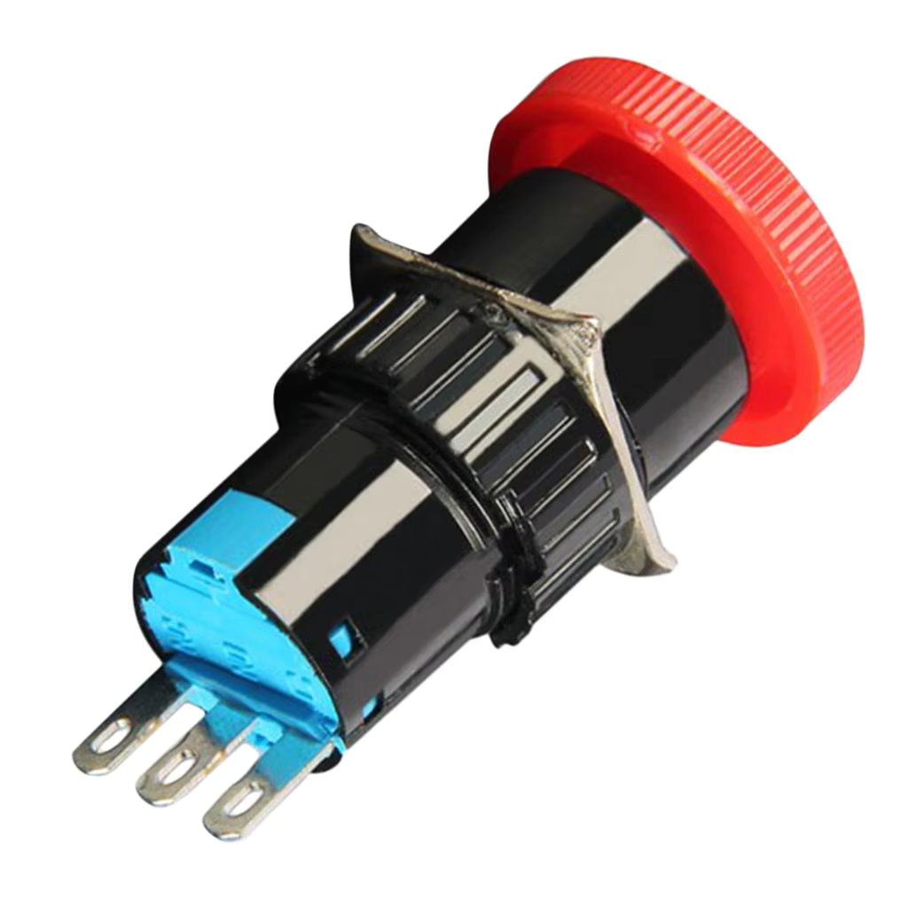 16mm Latching Red Mushroom Emergency Stop Push Button Switch 1NO+1NC 6-380 (V)