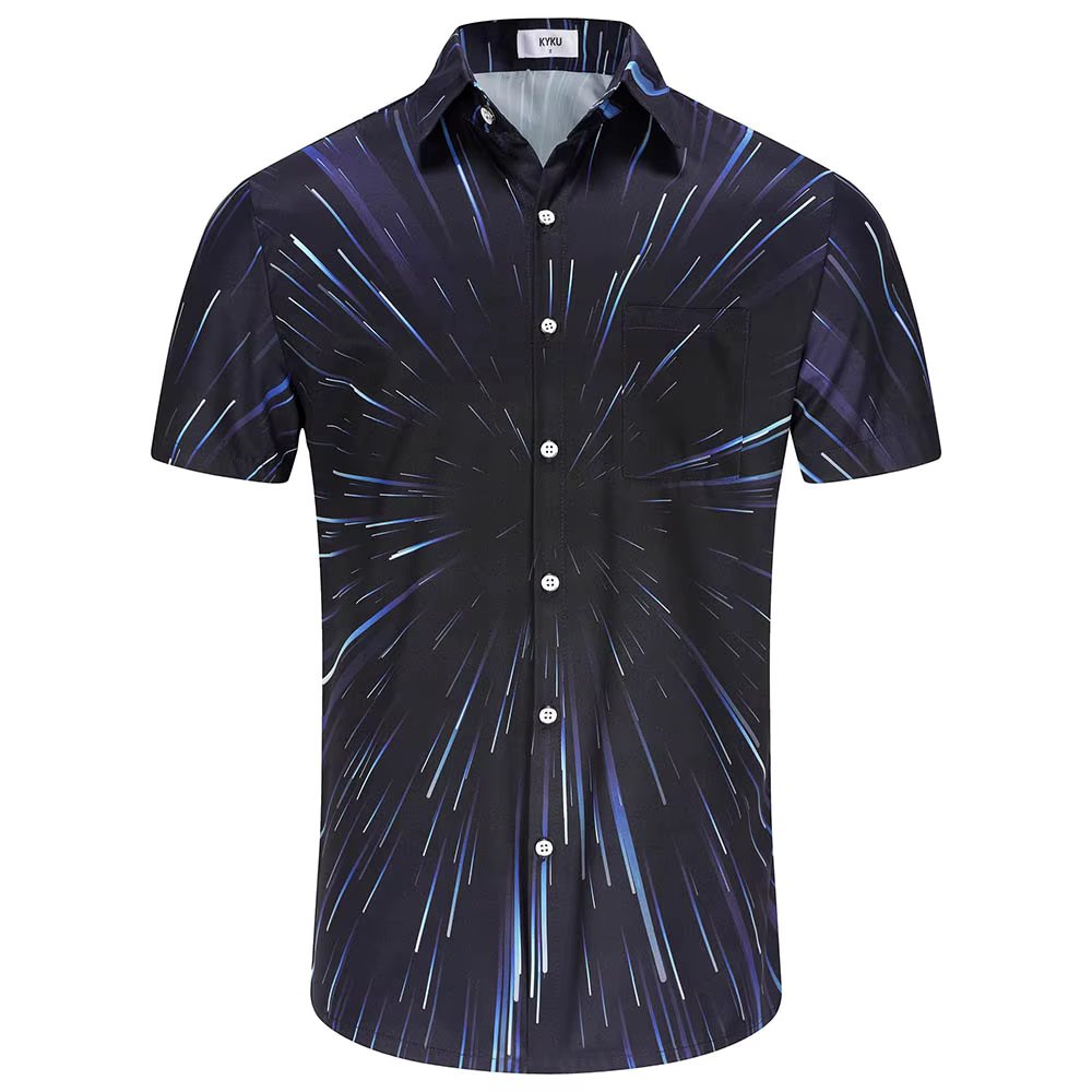 KYKU Men's Casual Button-Down Shirts Hawaiian Shirt Short Sleeve Beach Clothes with Pockets