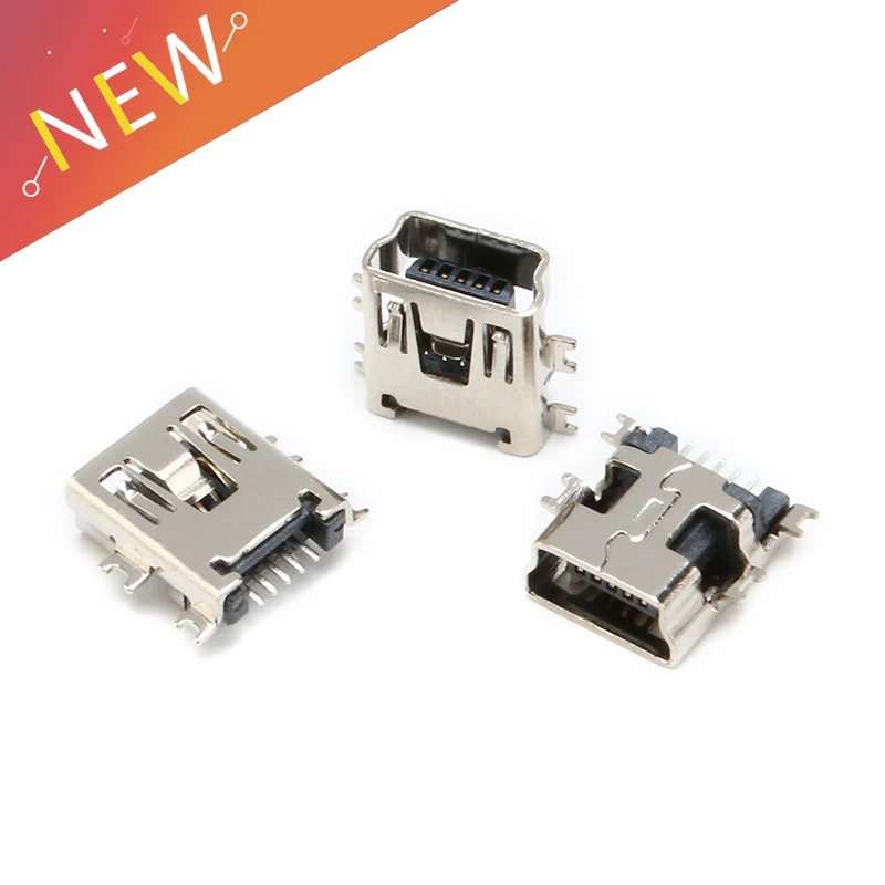 50/20/10 PCS/lot USB SMD 5P mini USB female socket mini USB interface shell 4 feet suspended
