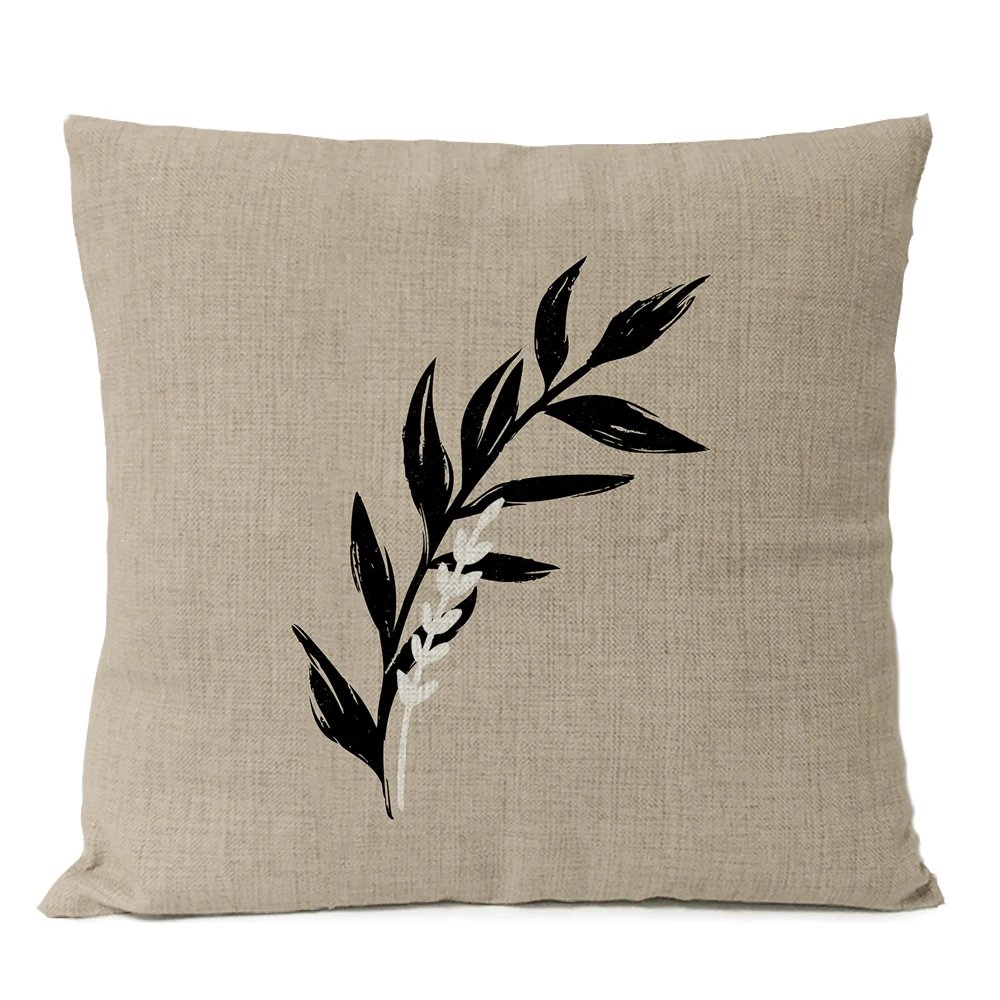 Simple Black Geometric Pillows Boho Leaves Throw Pillow Cover Bohemia Floral Cushion Home Decoration Decorative Sofa Pillow Case