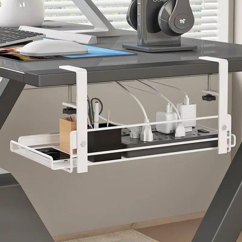 Under Desk Cable Management Tray No Drill Steel Desk Cable Organizers Wire Management Tray Cable Management Rack Storage Shelf