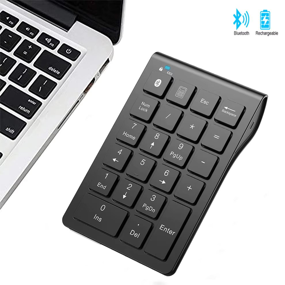 SeenDa Rechargeable Wireless Numeric Keypad Bluetooth Number Pad Slim 22-Keys External Numpad Keyboard Data Entry