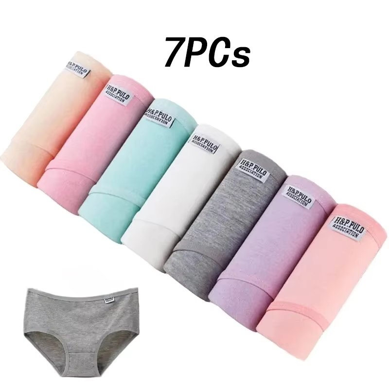 7Pcs/Lot Plus Size Underwear Women's Panties Cotton Girl Briefs Sexy Lingeries Shorts Underpant Solid Panty Female Intimates 4XL