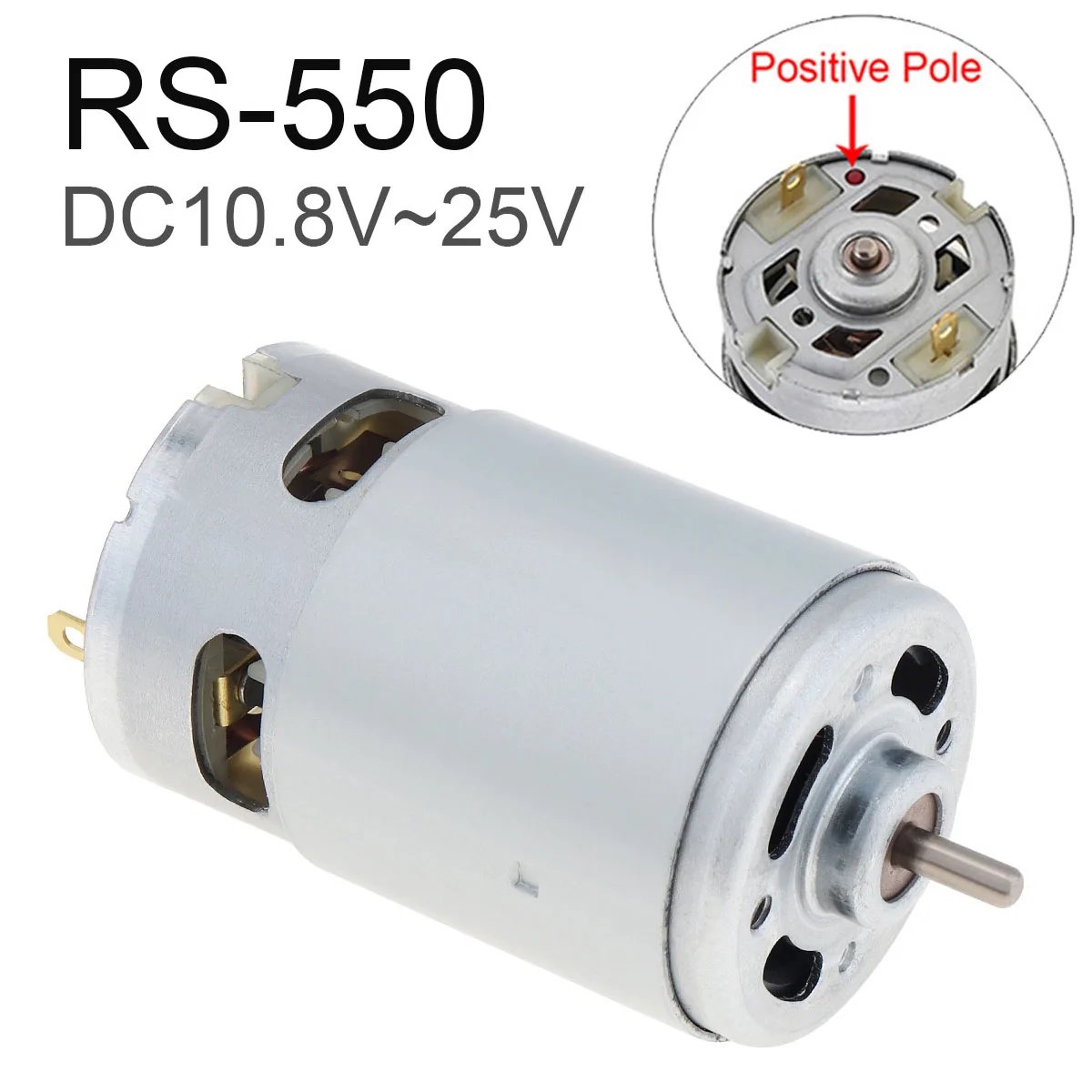RS550 DC Motor 10.8V/12V/14.4V/16.8V/18V/21V/25V No Gear Brushless Teeth Electric Motor Tools for Electric Drill Screwdriver