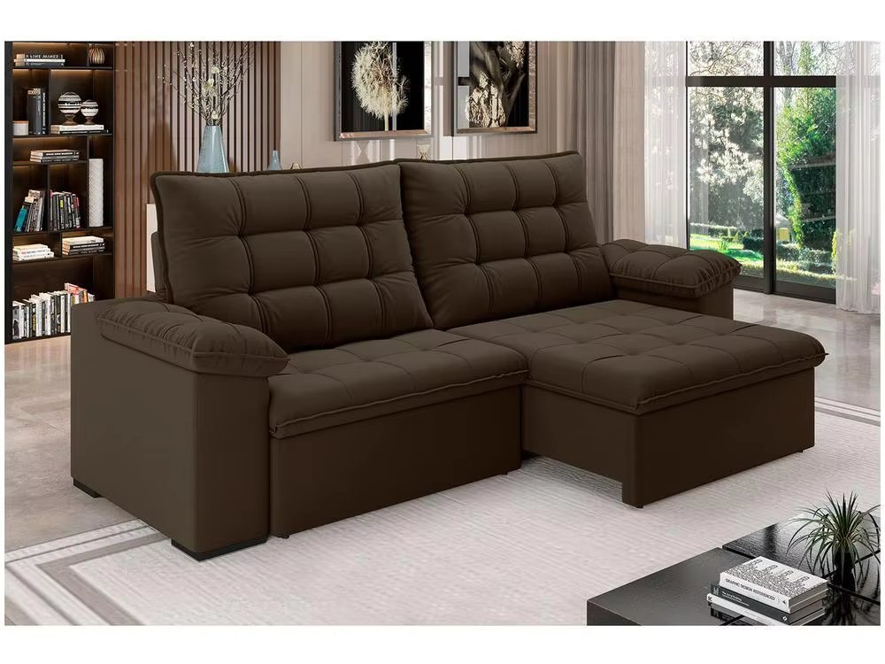 Sofa 4 Places Retractable Reclining Suede Velvet Dallas Flexforma Upholstery