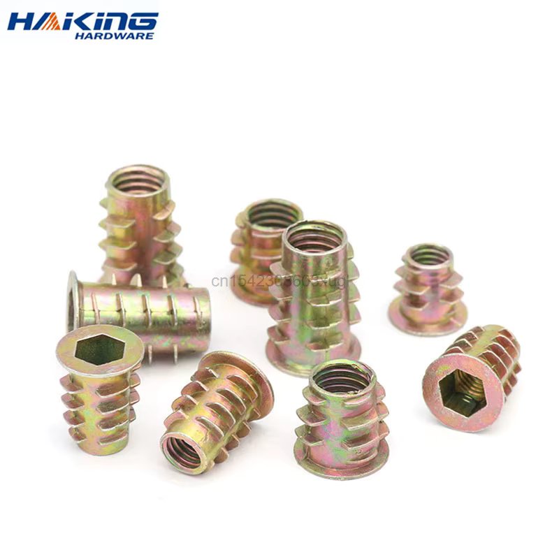 10/20/50Pcs M4 M5 M6 M8 M10 Zinc Alloy Thread For Wood Insert Nut Flanged Hex Drive Head Furniture Nuts