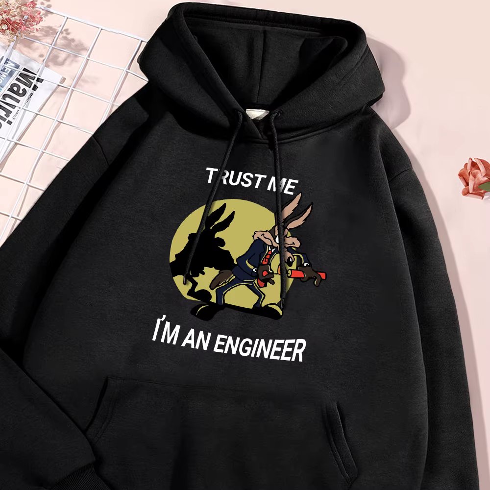 Trust Me Im An Engineer Funny Hoodie Men Cartoon Characters Hoodies Autumn Fleece Sweatshirt Soft Comfort Hoody Men's Clothing
