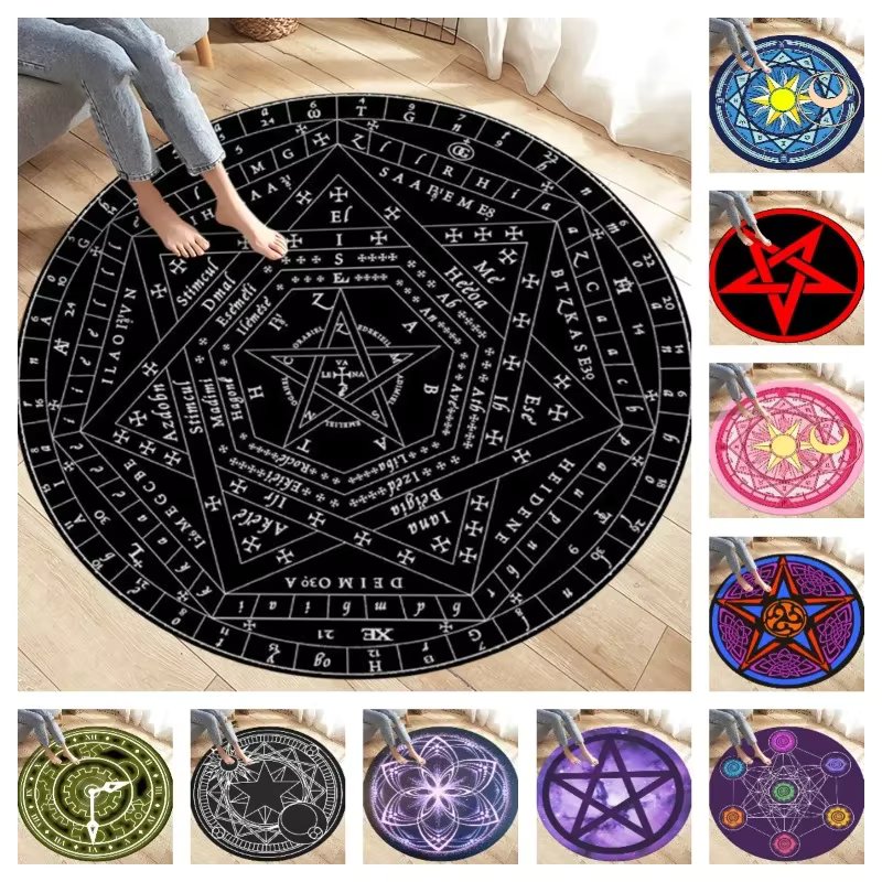 Fashion Magic Cartoon Puerto Round Rug Children's Room Magic Play Non-slip Washable Carpet for Children's Birthday Gift Carpet