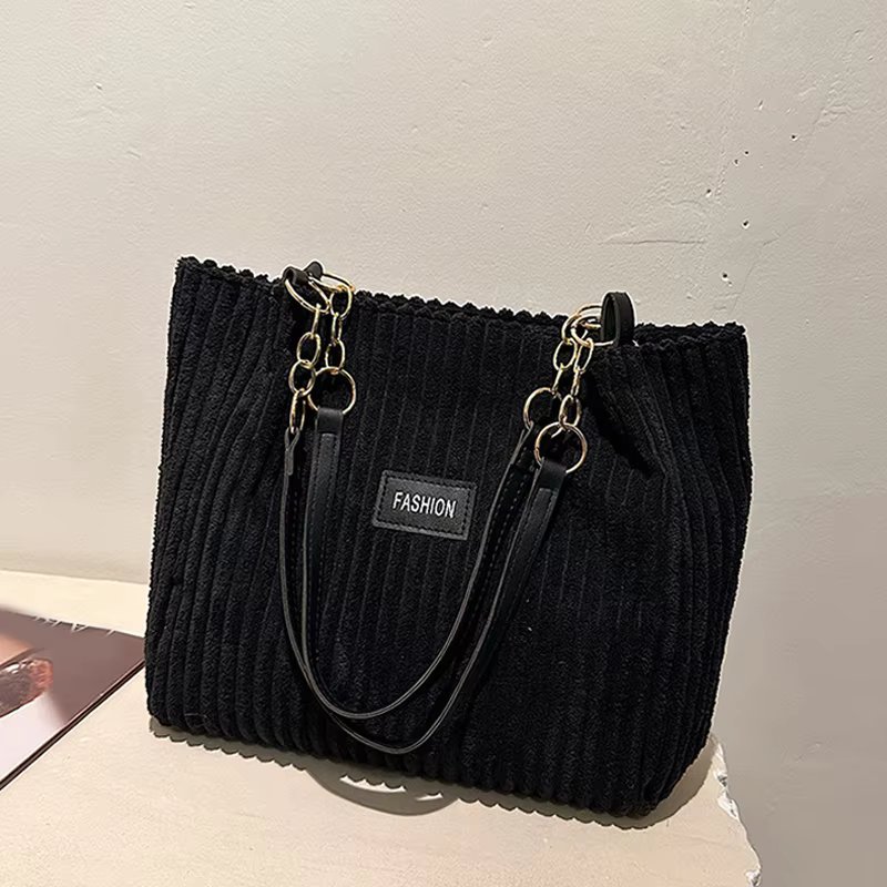 Fashion Corduroy Tote Bag, Solid Color Shoulder Bag, Women's Casual Handbag For Commute Work