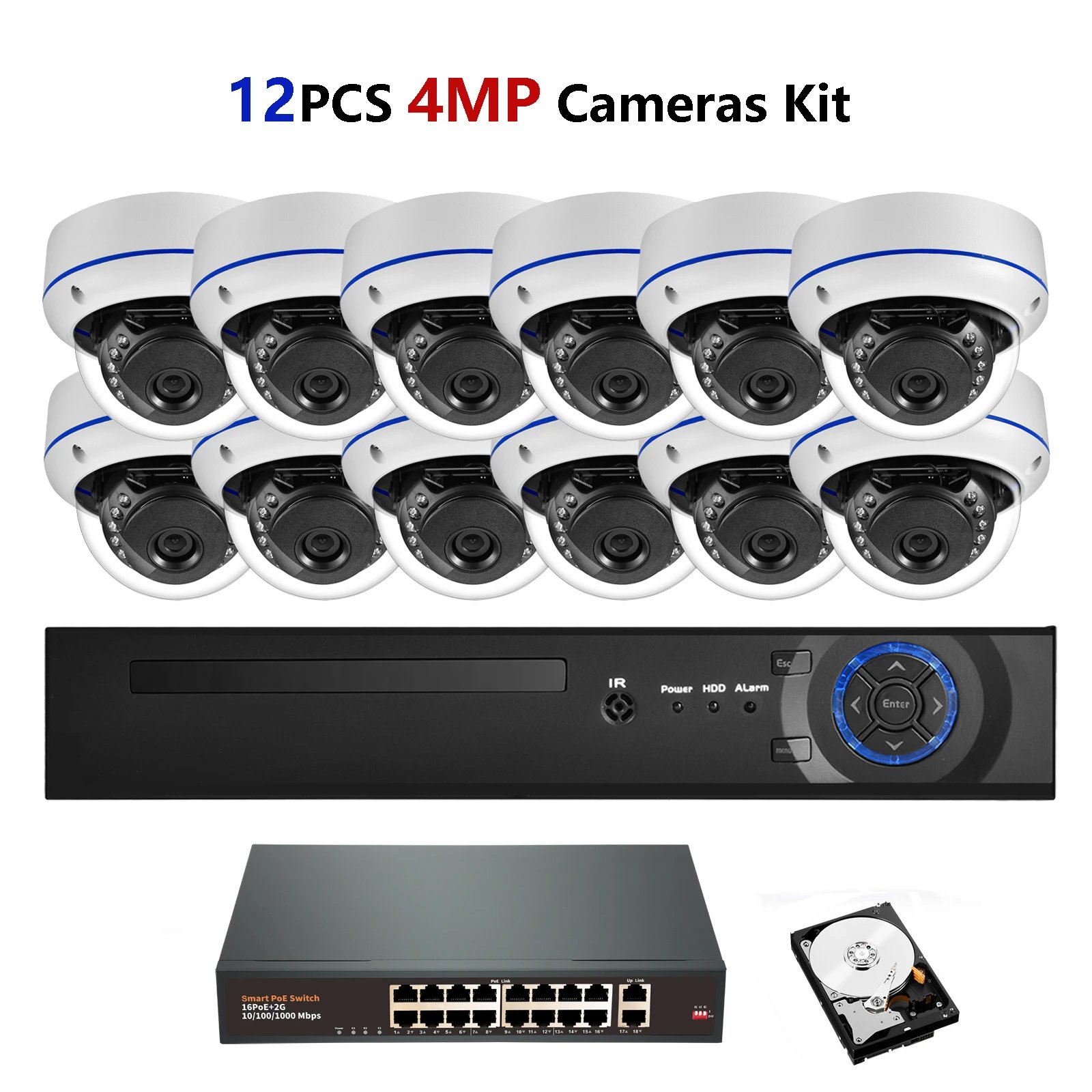 12pcs 4MP Cameras