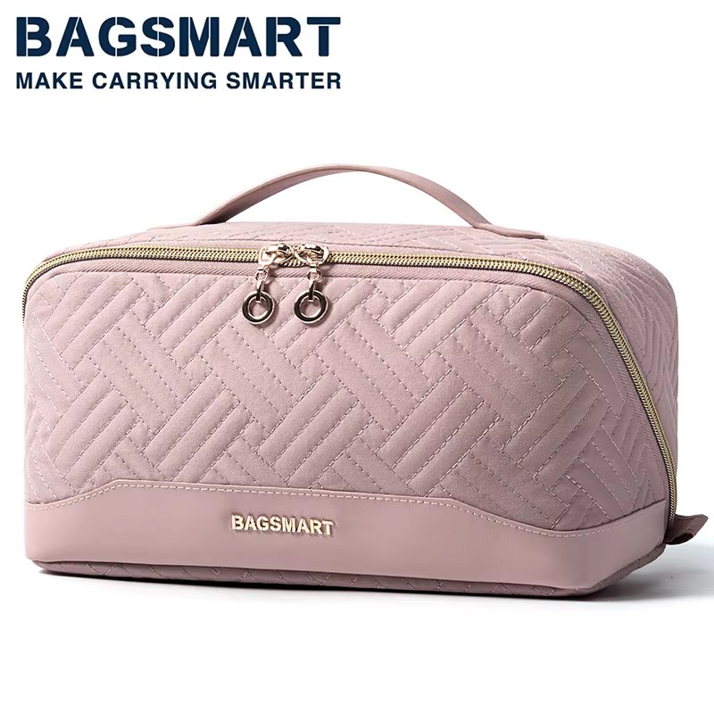 BAGSMART Women's Cosmetic Bag Large Capacity Storage Waterproof Makeup Bags Wide-open Cosmetic Pouch travel essentials