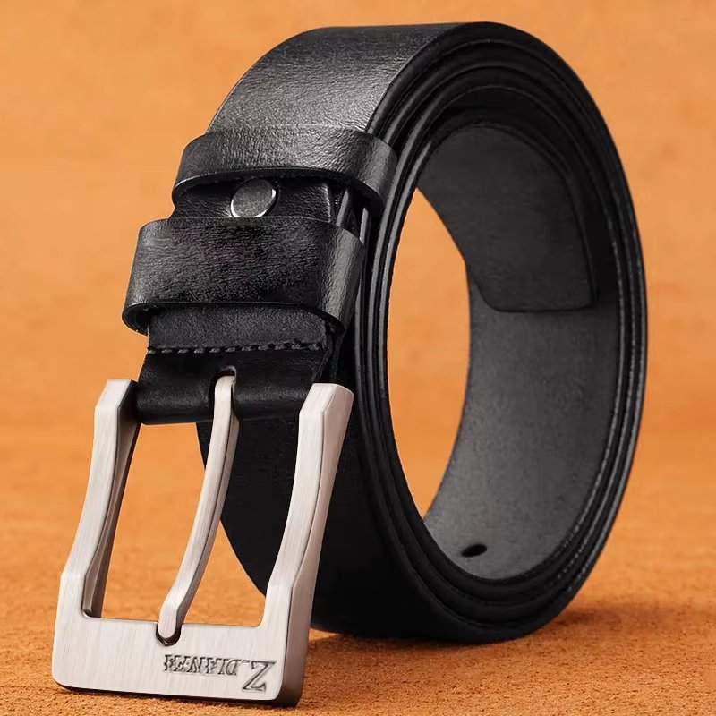 Premium Mens Leather Belt - Fashionable Pin Buckle Jeans Belt - Durable & Stylish for Everyday Casual Wear