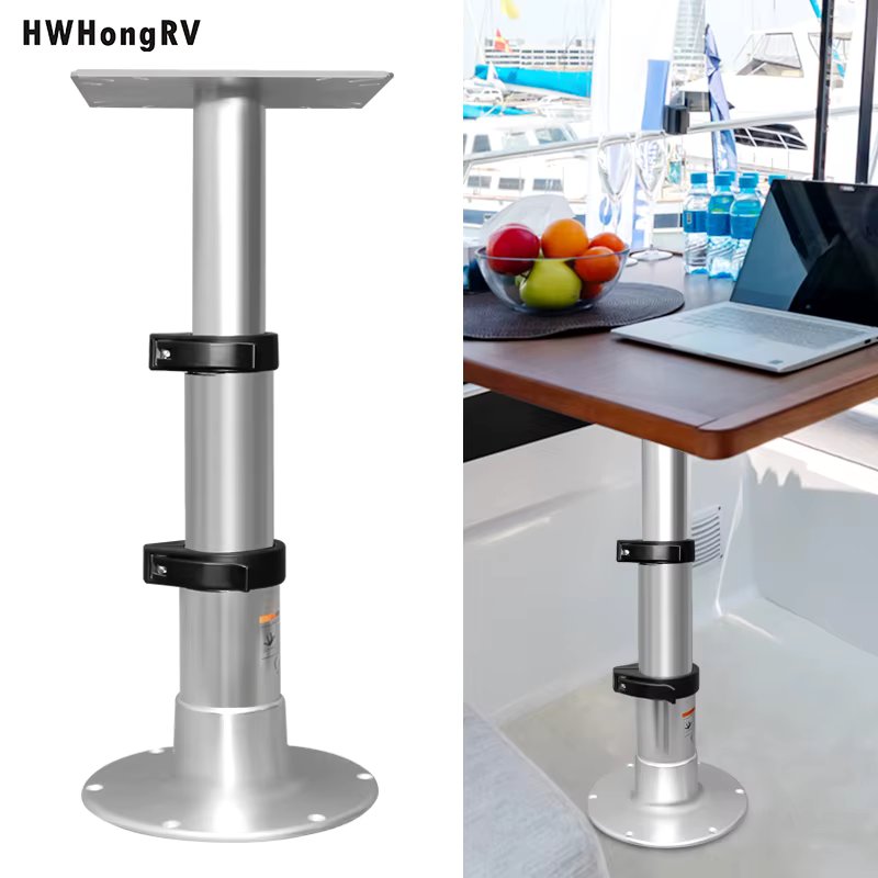 HWHongRV 3-Stage Pneumatic RV Table Leg Base Mount, Height Adjustable Gas Lifting Table Pedestal for Caravan/Marine/Tatami/Boat