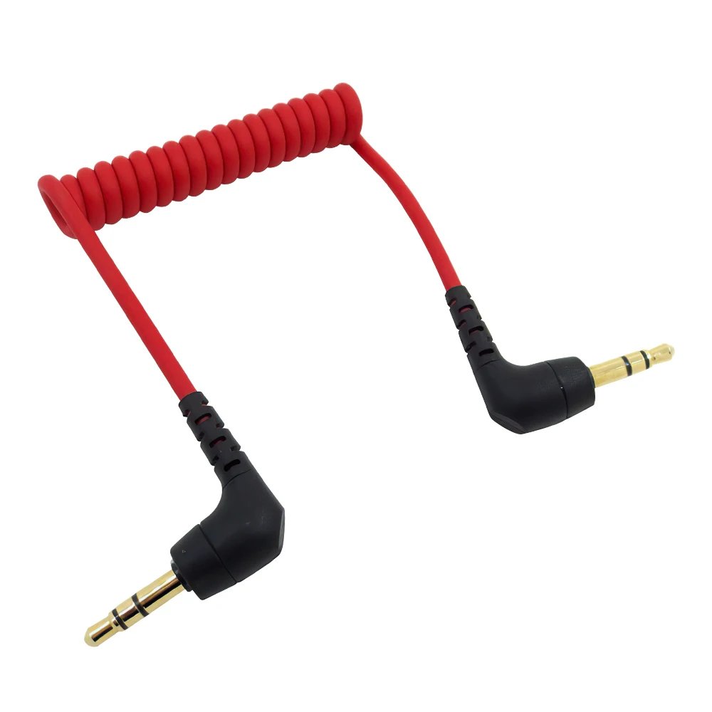 3.5mm TRS Cable For BOYA Rode SC2 SC7 Microphones Mic Spring Coiled Cord Camera Phone PC Right Angled Elbow HIFI Audio Connecter