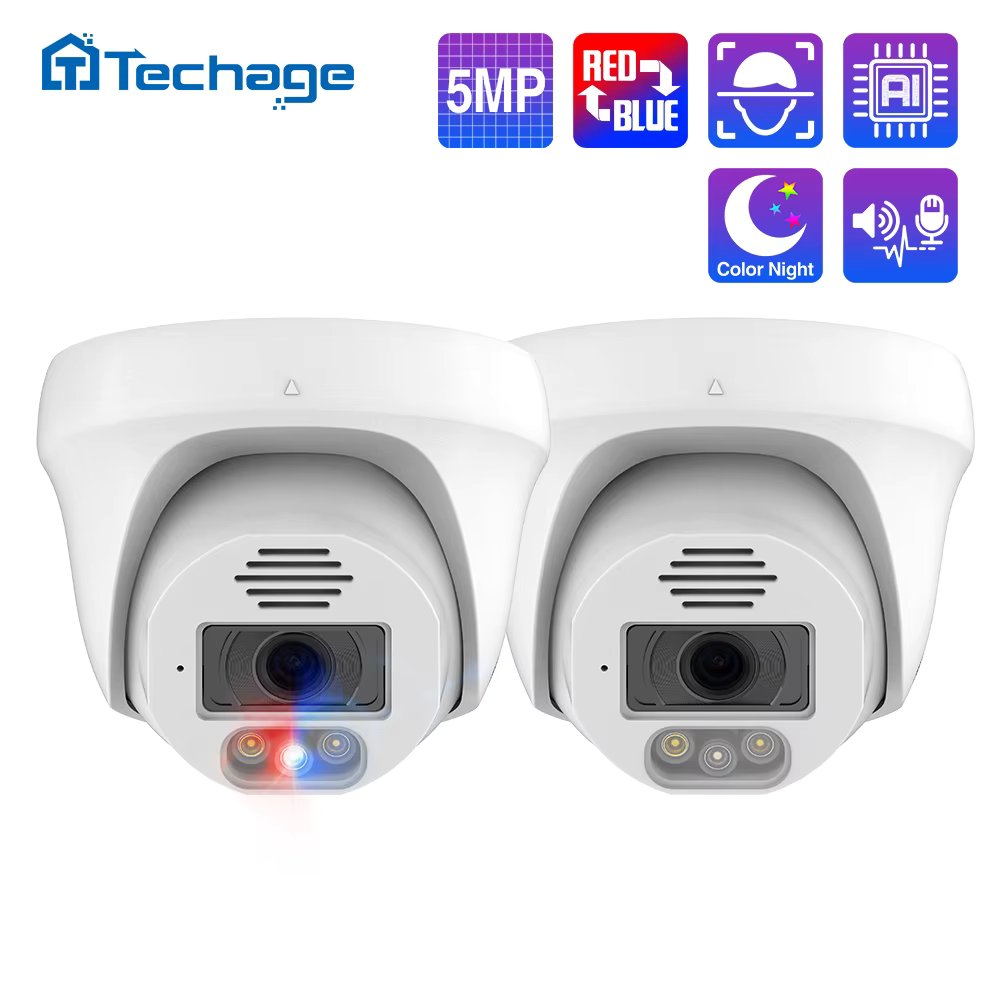 Techage H.265 8MP 5MP 4K POE Camera Face Detection Smart AI Two-way Audio Indoor Dome Camera For Surveillance System CCTV Video