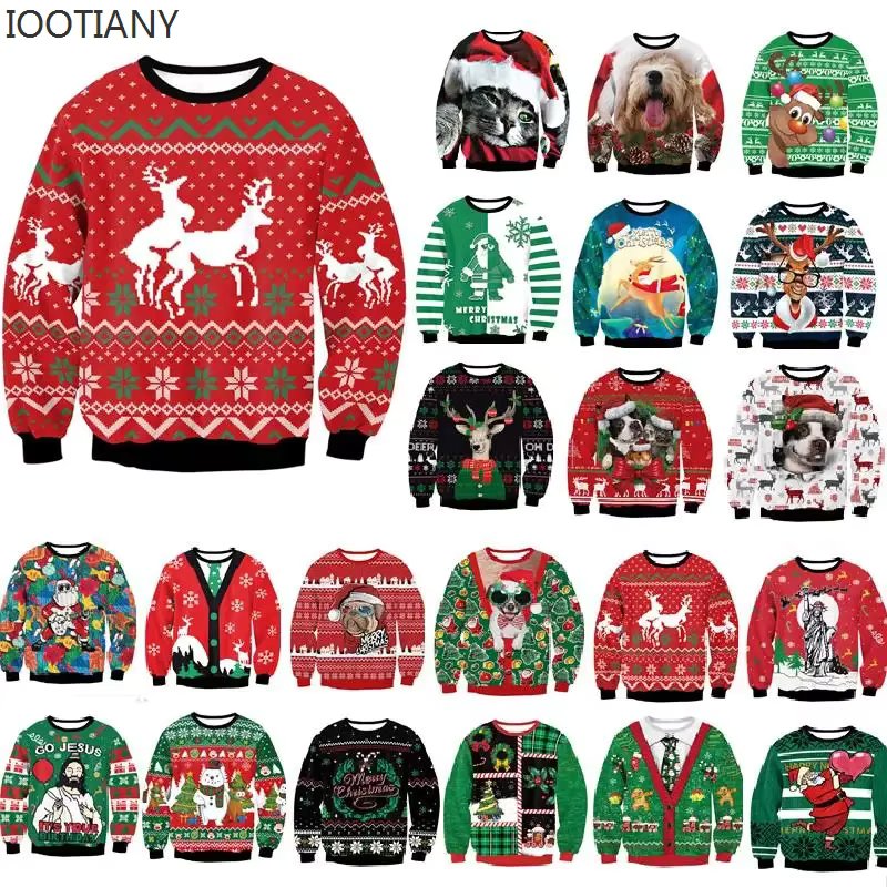 Men Women Ugly Christmas Hoodie Funny Humping Reindeer Climax Tacky Christmas Jumpers Tops Couple Holiday Party Xmas Sweatshirt