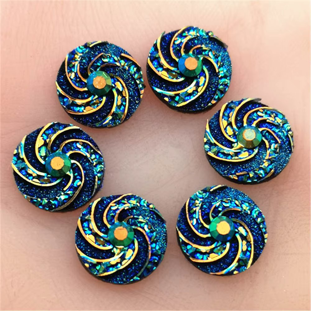 40Pcs AB Color Flatback Round Resin Rhinestone Stones Crystals DIY