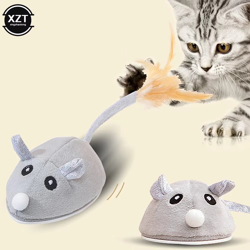 Hot Smart USB Wireless Electronic Rat Plush RC Mouse Toy Automatic Flocking Emulation Toys Rat for Cat Dog,Joke Scary Trick Toys