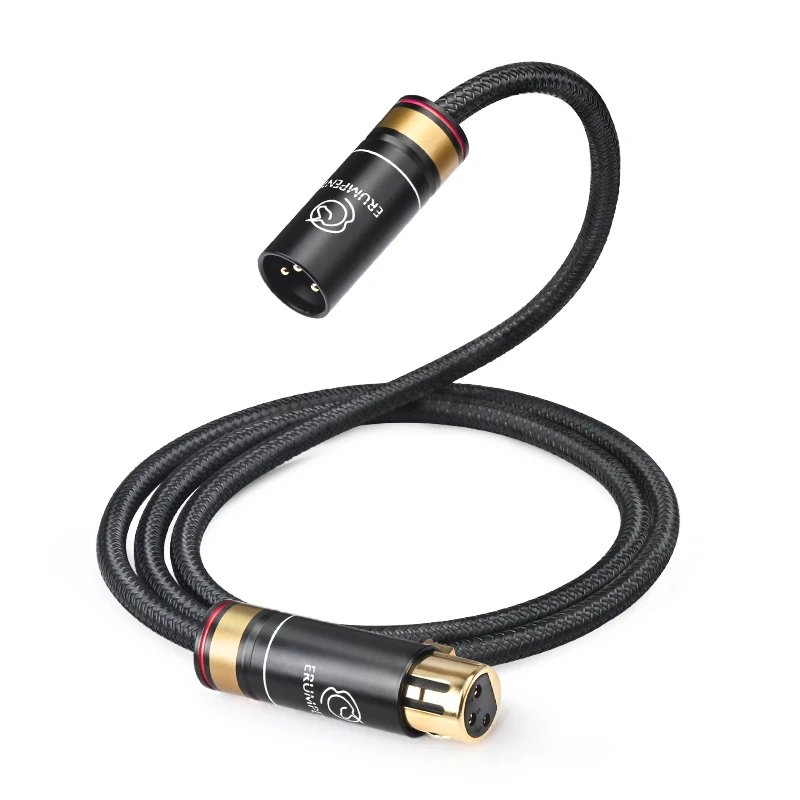 ERUMPENT HiFi XLR Audio Cable Hi-end 6N OCC 2XLR Male to Female Balanced XLR Microphone Cable for Mixe Amplifier