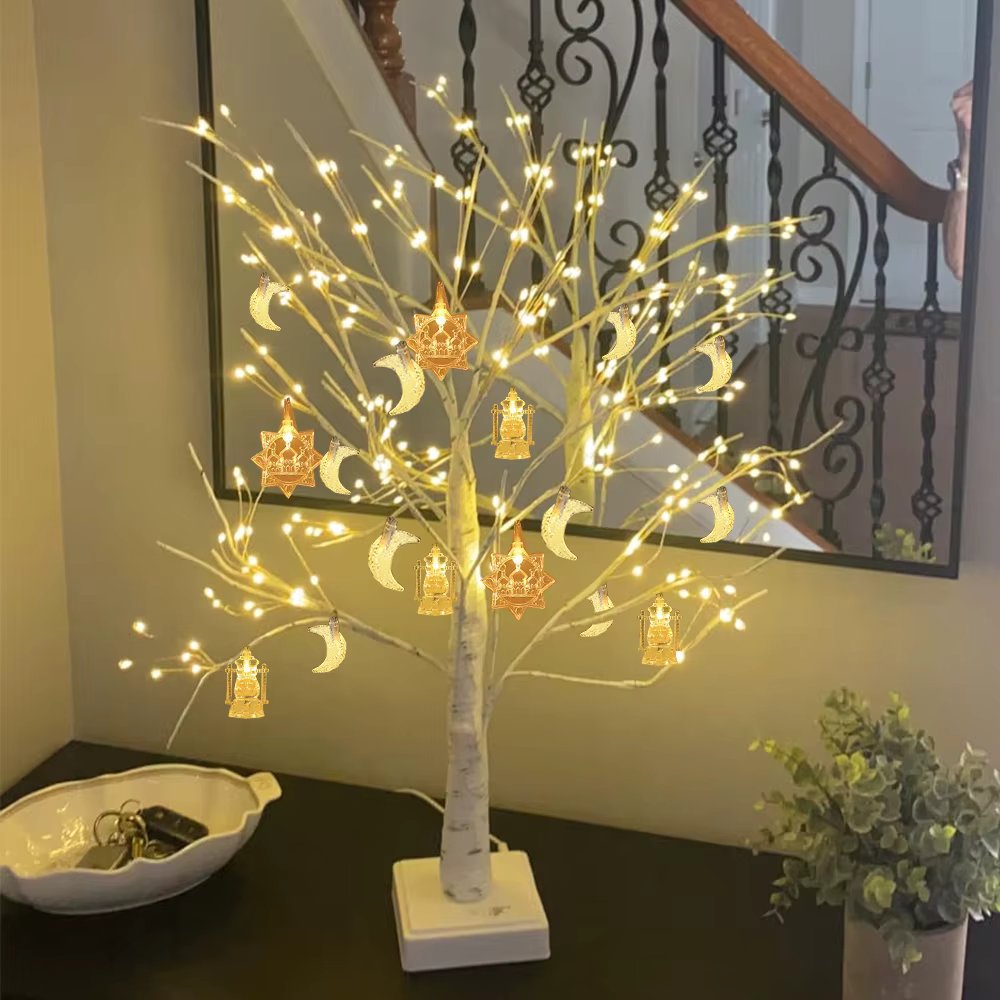 Ramadan decoration DIY Birch Tree with LED Lights EID Mubarak decoration for home artificial Lighted up Tree lamp Ramadan Kareem