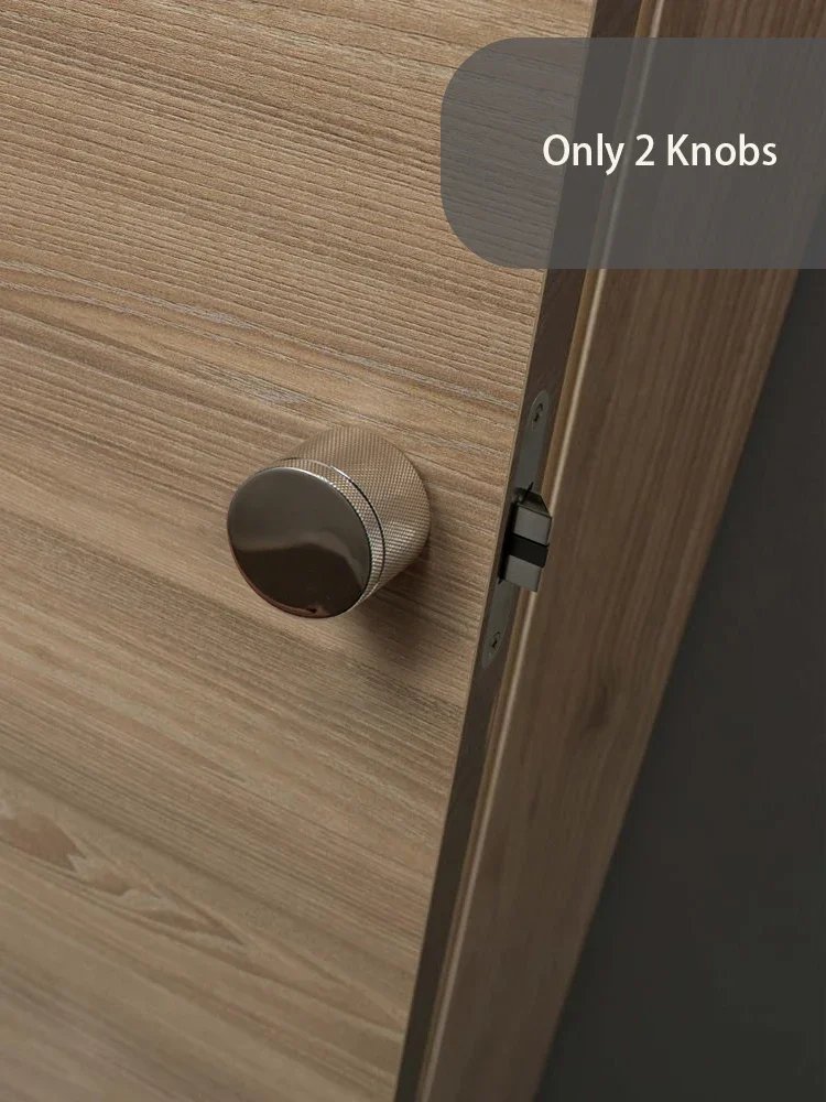 Titanium Silver Cross Knurled Lock Knob Indoor Lock Set Privacy LockToilet Rotable Door Lock Handle Mute Knob for Bedroom