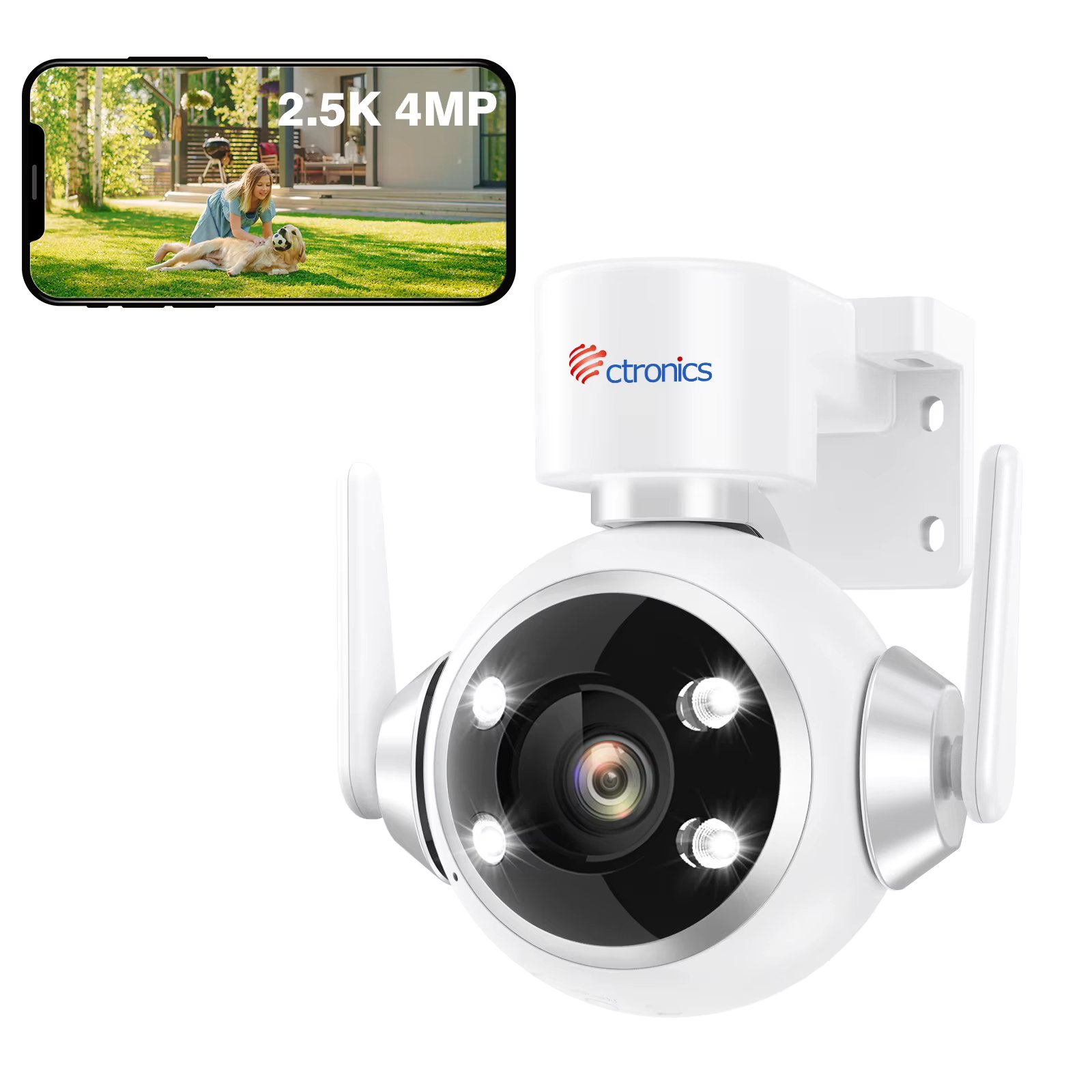 Ctronics IP Camera WIFI PTZ Outdoor 360 Human Detection Auto Tracking CCTV Security Camera 4MP 2K Color Night Vision