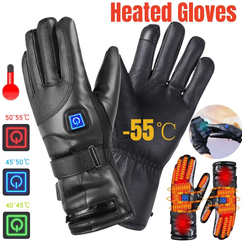 Electric Heated Gloves Thermal Heat Gloves Winter Warm Skiing Motorcycle Bicycle Fishing Waterproof Heated Rechargeable Gloves