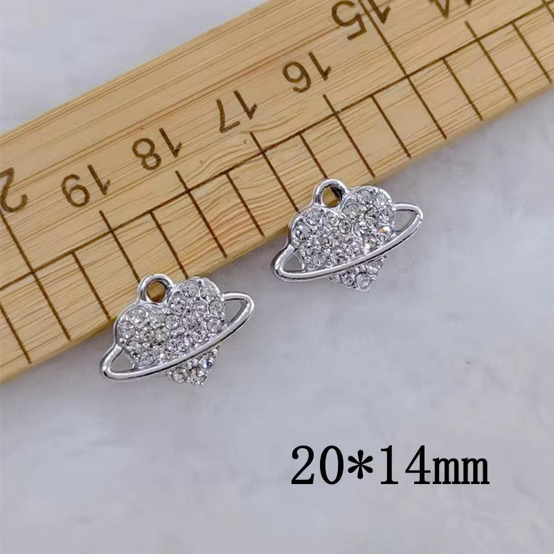 10 pieces of diamond alloy heart-shaped clover earrings, jewelry making charm, handcrafted necklace, DIY accessories