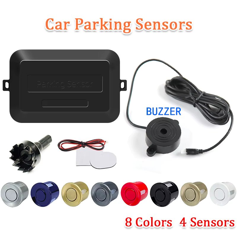 SINOVCLE 4 Sensors Buzzer 22mm Car Parking Sensor Kit Reverse Backup Radar Sound Alert Indicator Probe System 12V  Free Shipping
