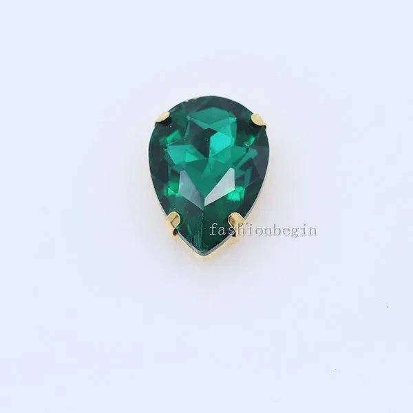 Multi Sizes 24-Colors  Sew On Water Drops Rhinestone  Golden Claw Teardrop 4-Holes For Jewels Needlework Wedding Dress Bag Trims