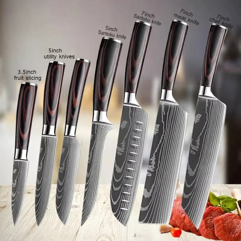 Professional Kitchen Knives Damascus Japanese Santoku Cleaver Slicing Knife Stainless Steel Boning Knife Butcher Cleaver Knife