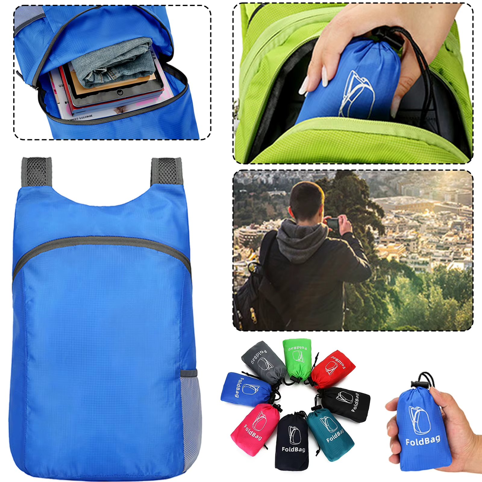 20L Lightweight Packable Backpack Outdoor Foldable Ultralight Backpack Bag Waterproof Travel Sports Daypack Bags for Men Women