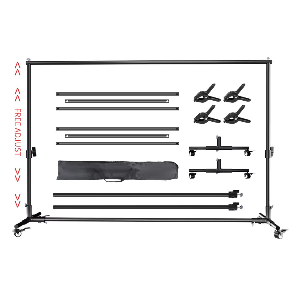 SH 2X2M / 2X3M Background Stand With 4pcs Wheels And 4pcs Fish Clips Photography Backdrop Frame Support For Photo Studio