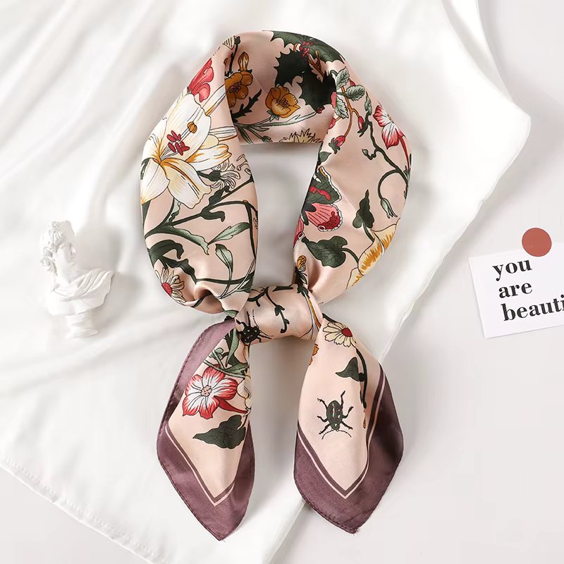 2023 Luxury Brand Silk Scarf Square Women Shawls And Wraps Office Small Hair Neck Hijabs Kerchief Foulard Ladies Scarves 70*70cm