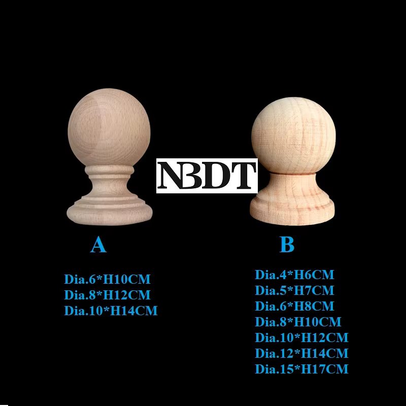 Unpainted Wood Ball Post Cap Finial Handrail Furniture Architectural