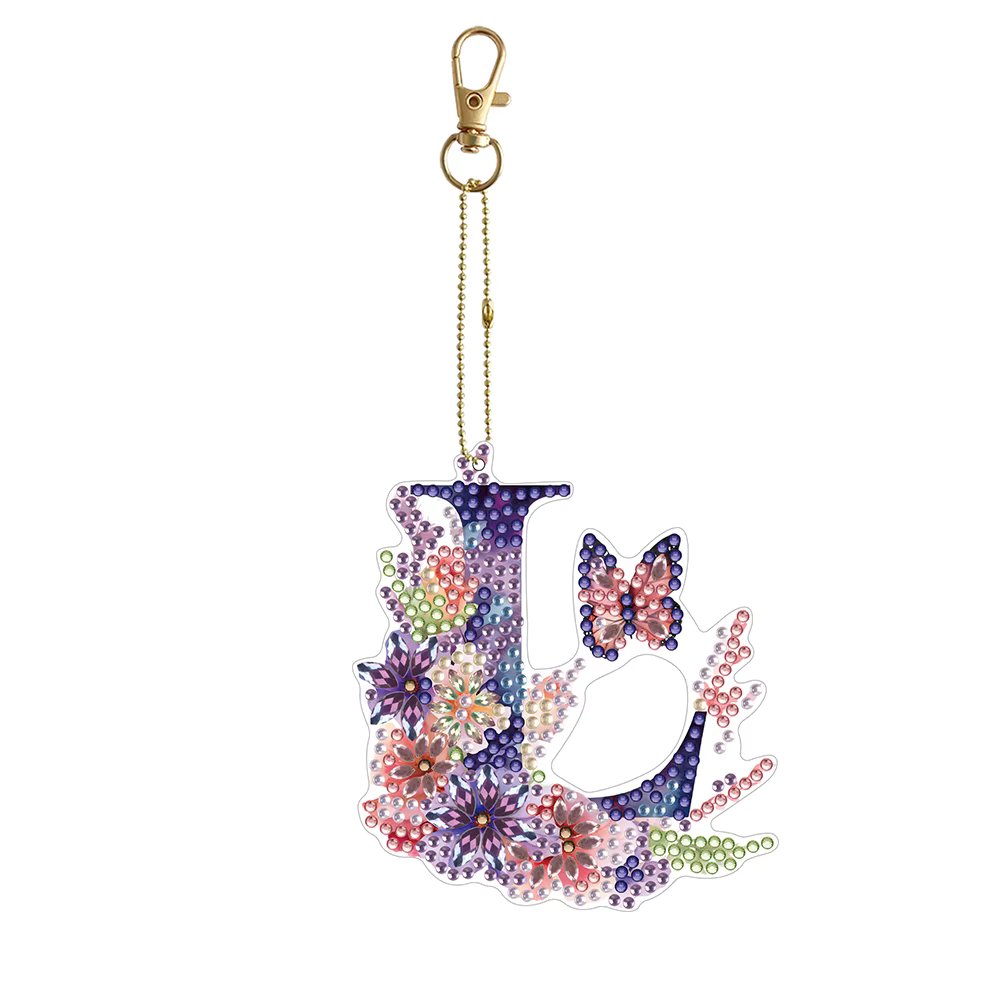HOMFUN A-Z letters Diamond Painting keychain, Special shaped Embroidery Decor, Keyring Pendant, Bag Ornament Name Gender Gift