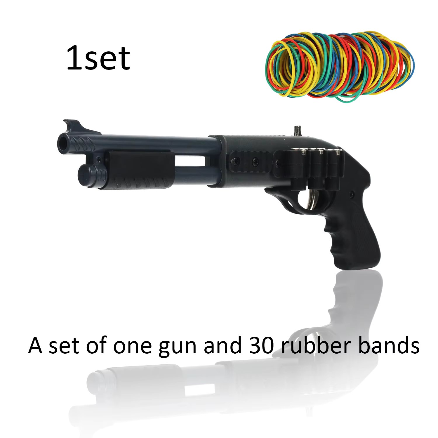 Creative continuous alloy rubber band gun, mini metal gun model boy gun toy (equipped with 30 rubber bands)