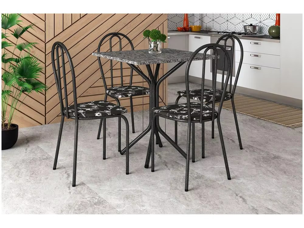 Dining Table 4 Chairs Square Black