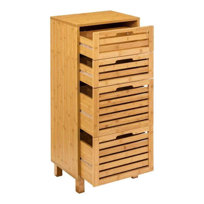 Miroytengo 4 drawers auxiliary drawers Sicela Brown 40x98x30cm in bamboo, modern and functional design, optimal storage, for any room