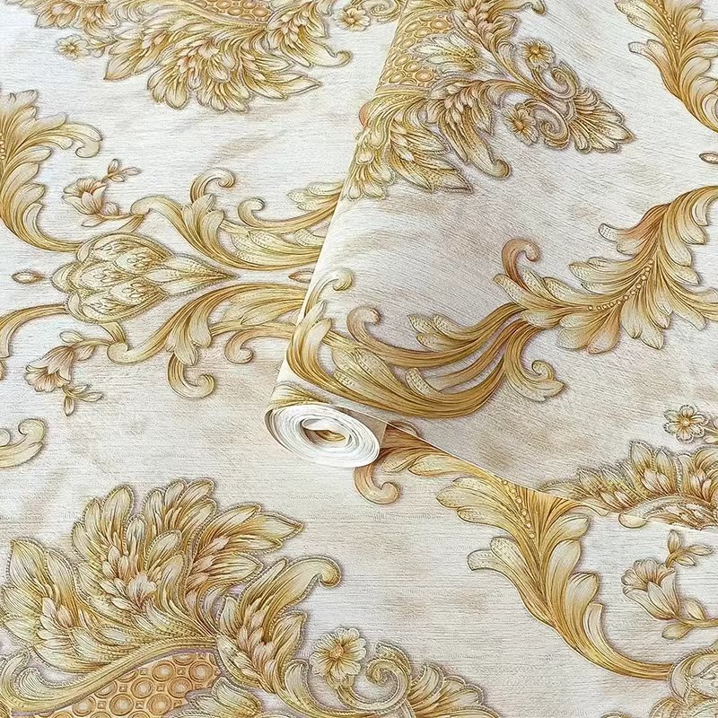 European Style Damask Wallpaper Red Blue 3D PVC Embossed Luxury Bedroom Living Room Striped Vinyl Wall Paper Floral Обои