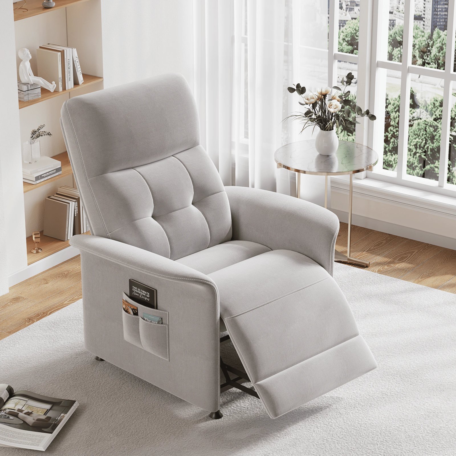 Power Recliner Chair with Heated and Massage, Adjustable Soft Fabric Reclining Chair for Adults, Theater Seating Single Sofa