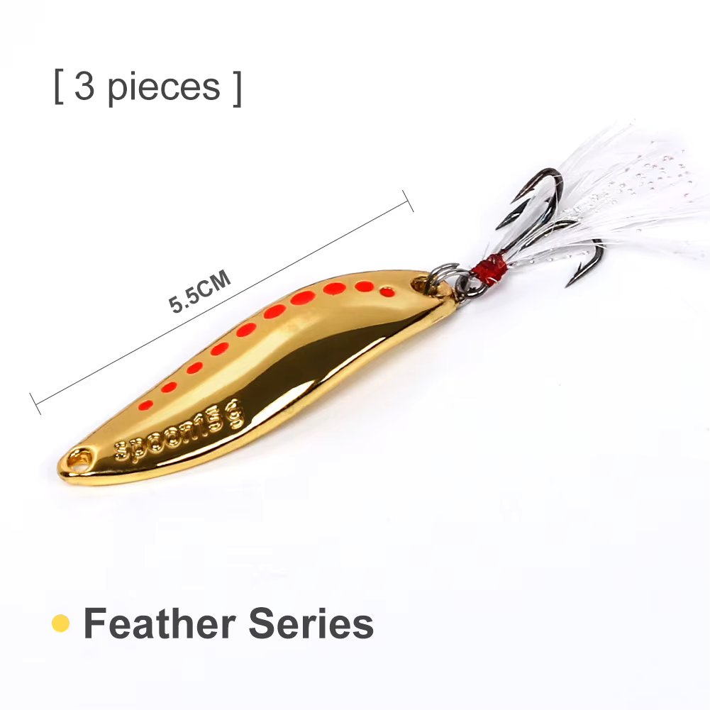 3pcs Gold Feather