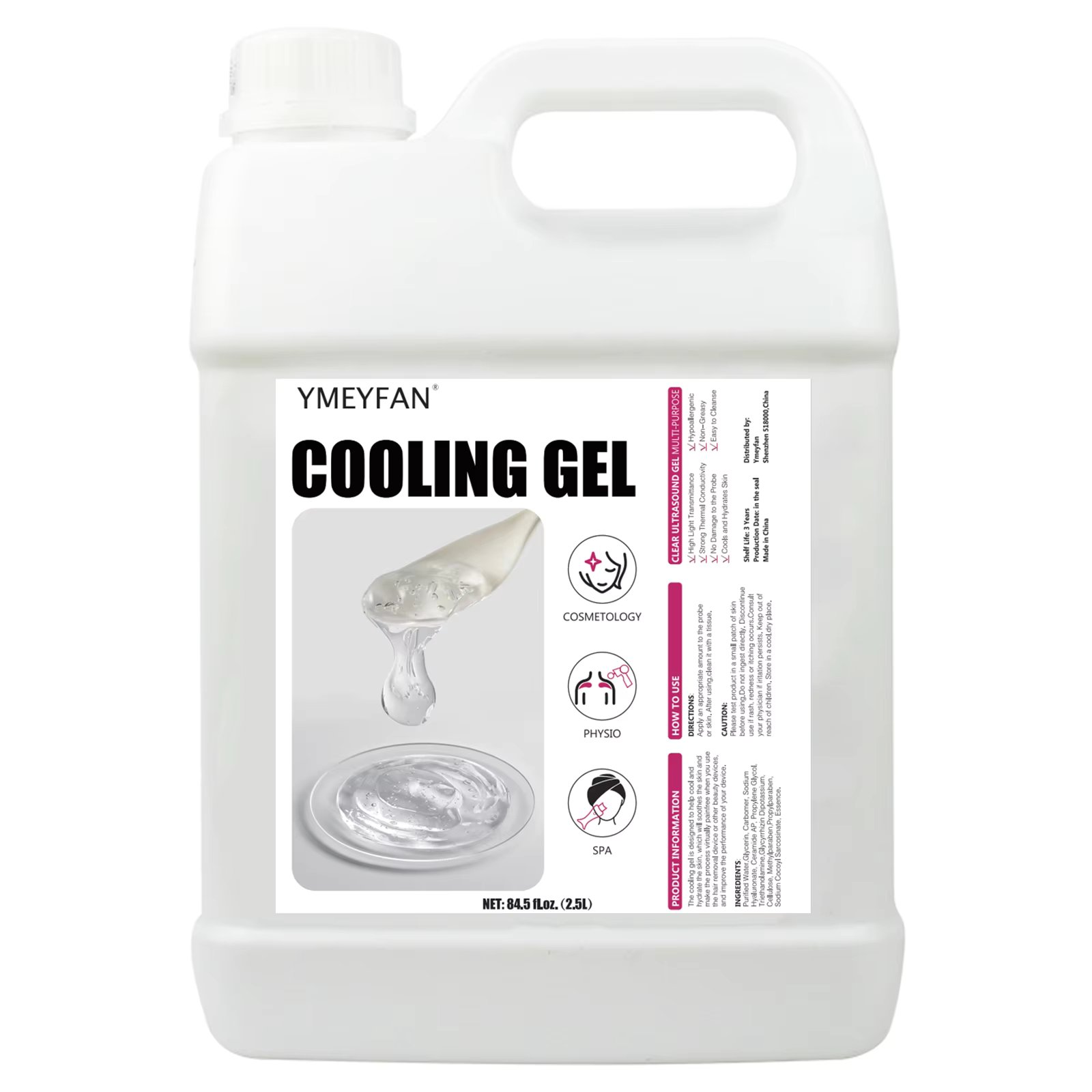84.5oz Gel Conductor Radiofrecuencia y Cavitacion Conductive Gel Clear for Ultrasonic Machine Face Microcurrent EMS HIFU